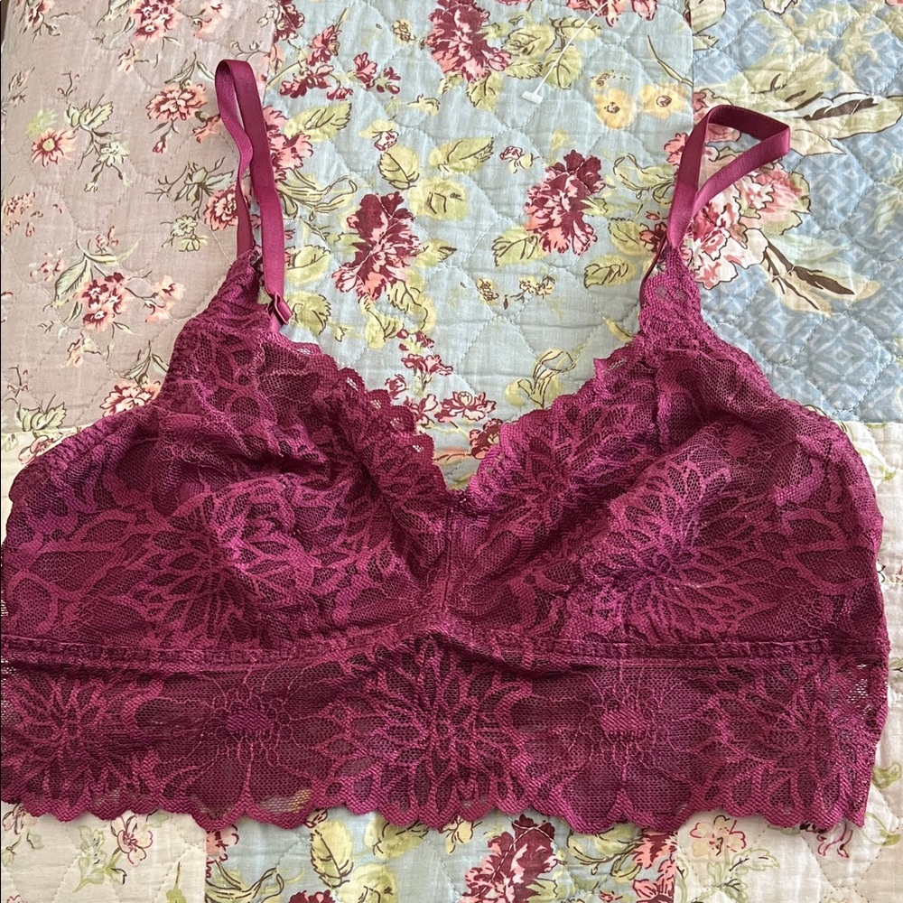 Elegant Lace Bralette - Burgundy by Pink